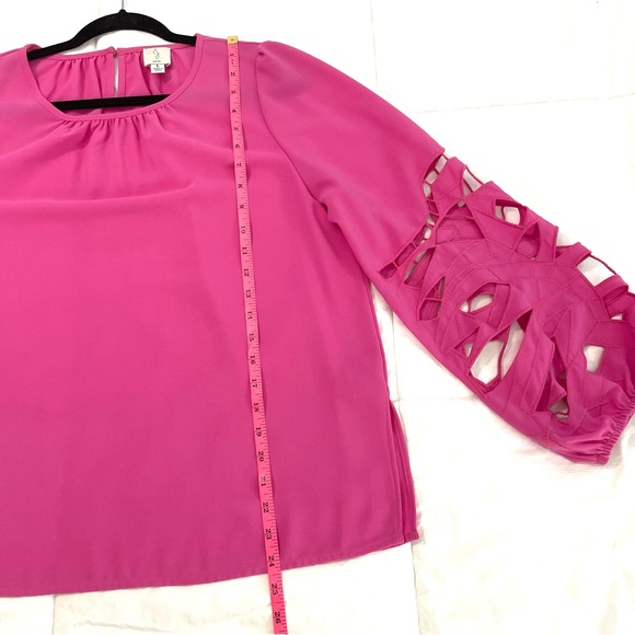 Joie Pink Blouse Long Cutout Sleeves Top  SZ L EUC - Picture 7 of 7